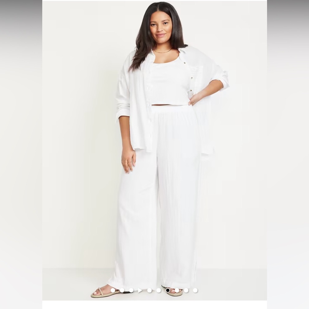 NWT Old Navy high-waisted crinkle gauze (cotton muslin) wide-leg pants - XXL